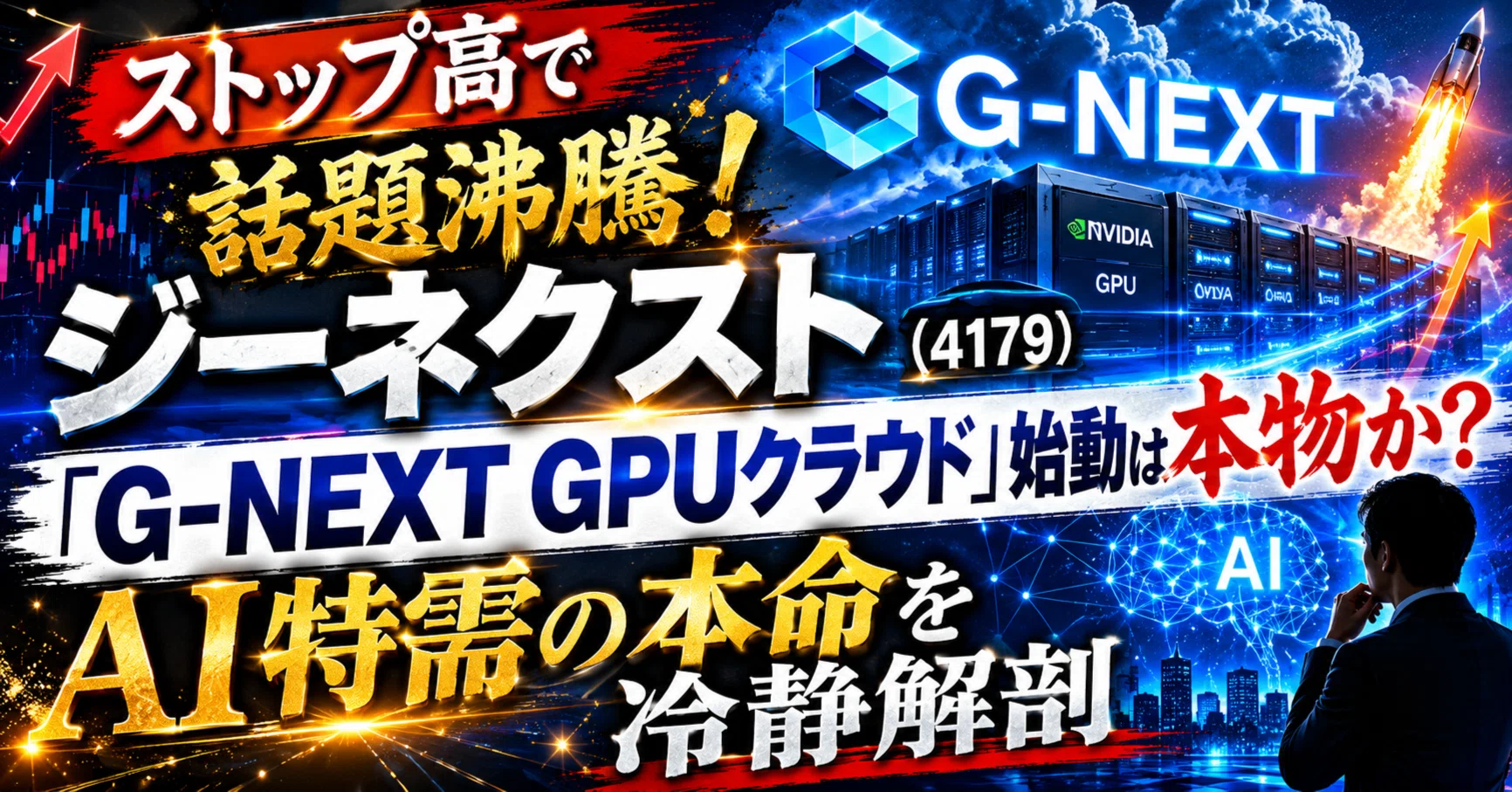 ストップ高で話題沸騰、ジーネクスト（4179）「G-NEXT GPUクラウド