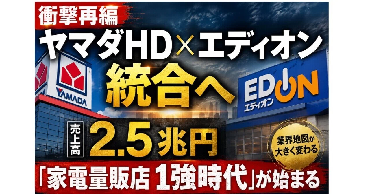 21年9月家電量販店で新品を購入 衝撃再編】ヤマダHD(9831)×エディオン(2730)統合へ――売上高2.5兆円