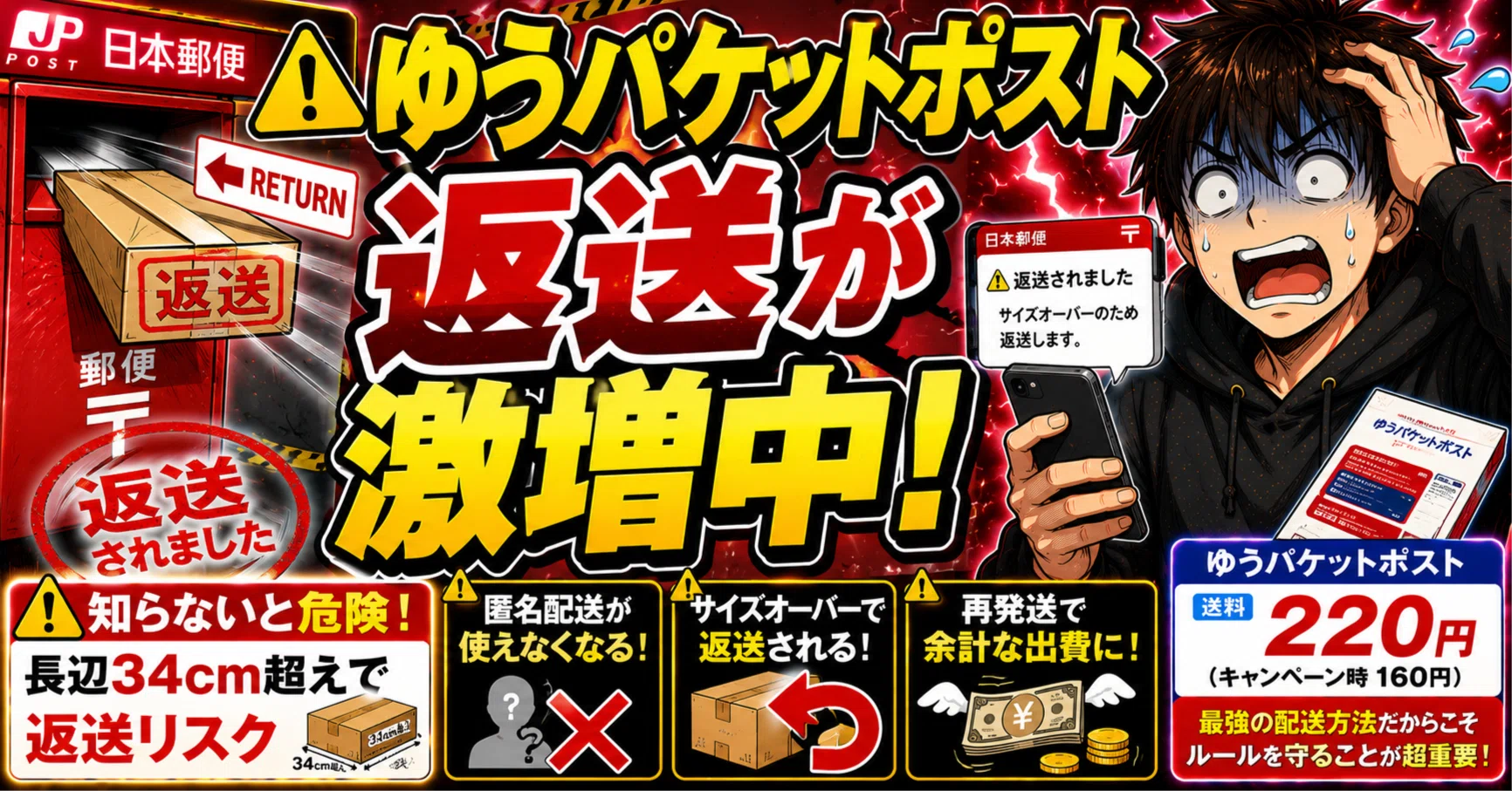 ゆうパケットポスト、最近めちゃくちゃ返送されます。｜メルカク