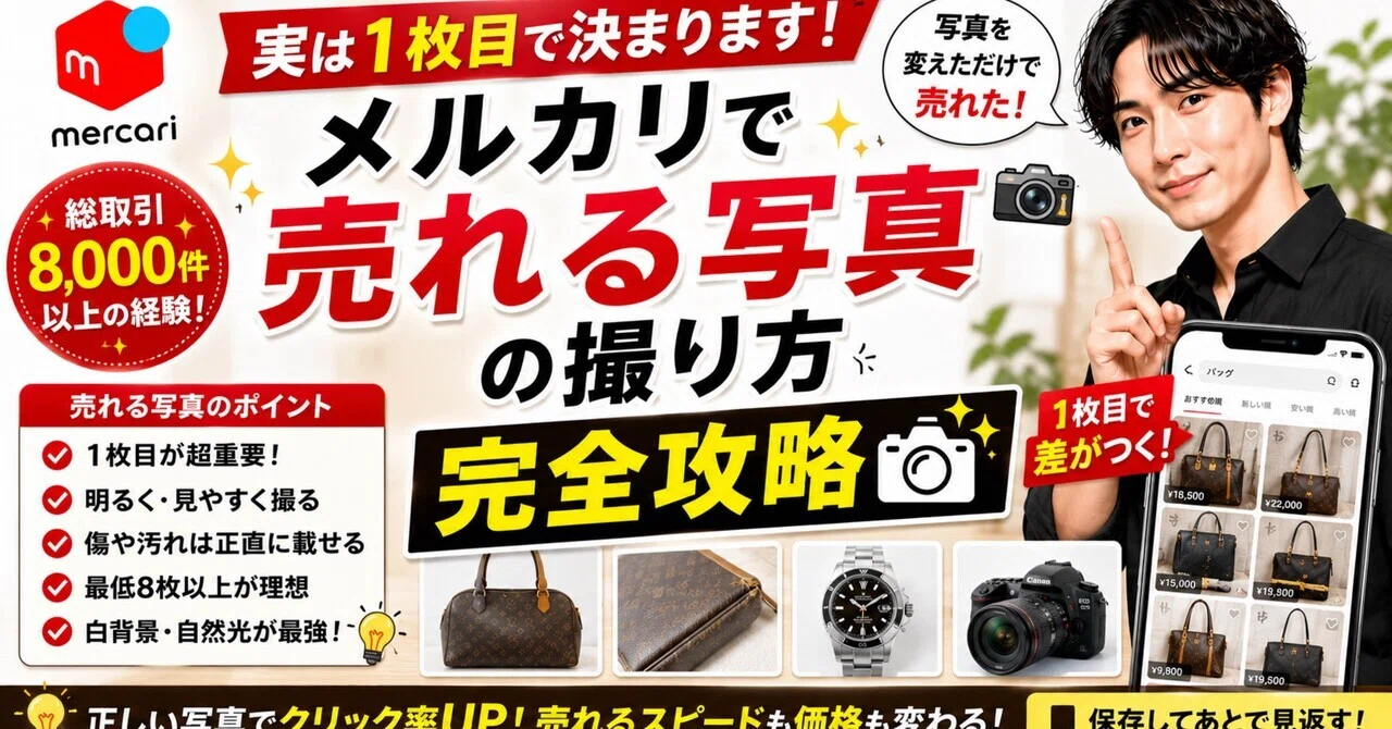実は1枚目で決まります。メルカリで売れる写真の撮り方完全攻略