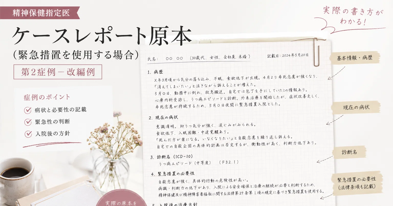 精神保健指定医ケースレポート原本(緊急措置を使用する場合）第2症例