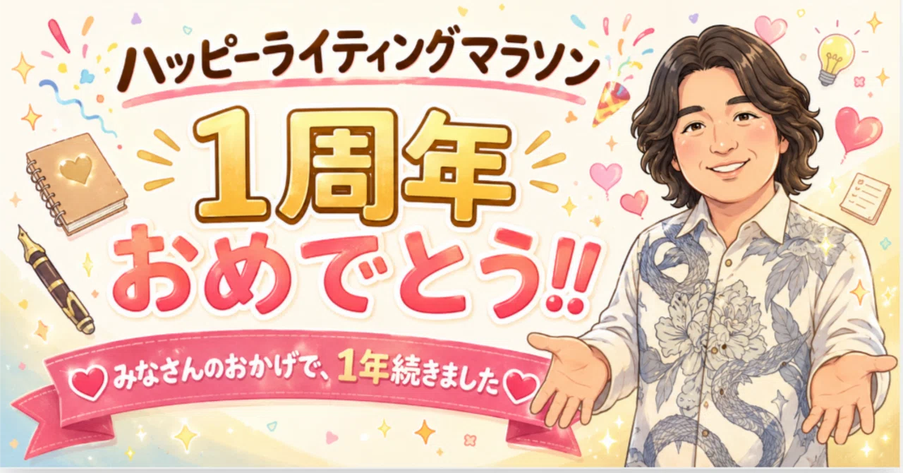 ❤️A happy birthday to ハッピーライティングマラソン❤️1歳の誕生