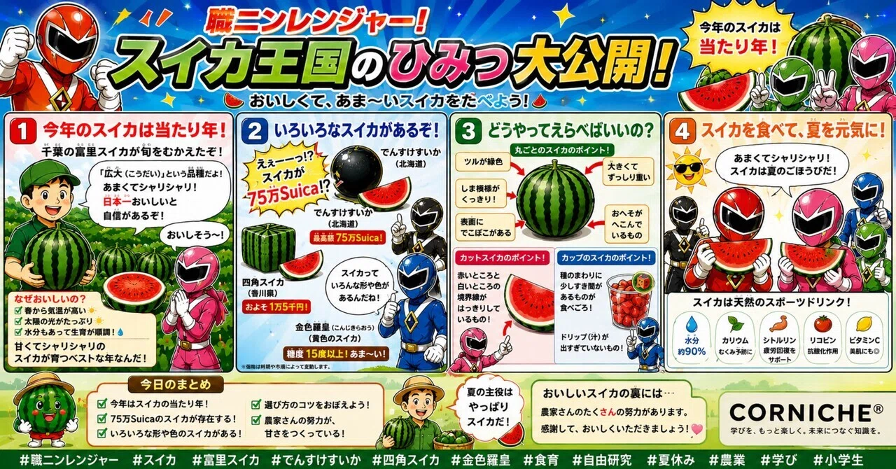🍉職ニンレンジャー！スイカ王国のひみつ大公開！高いか、やスイカ