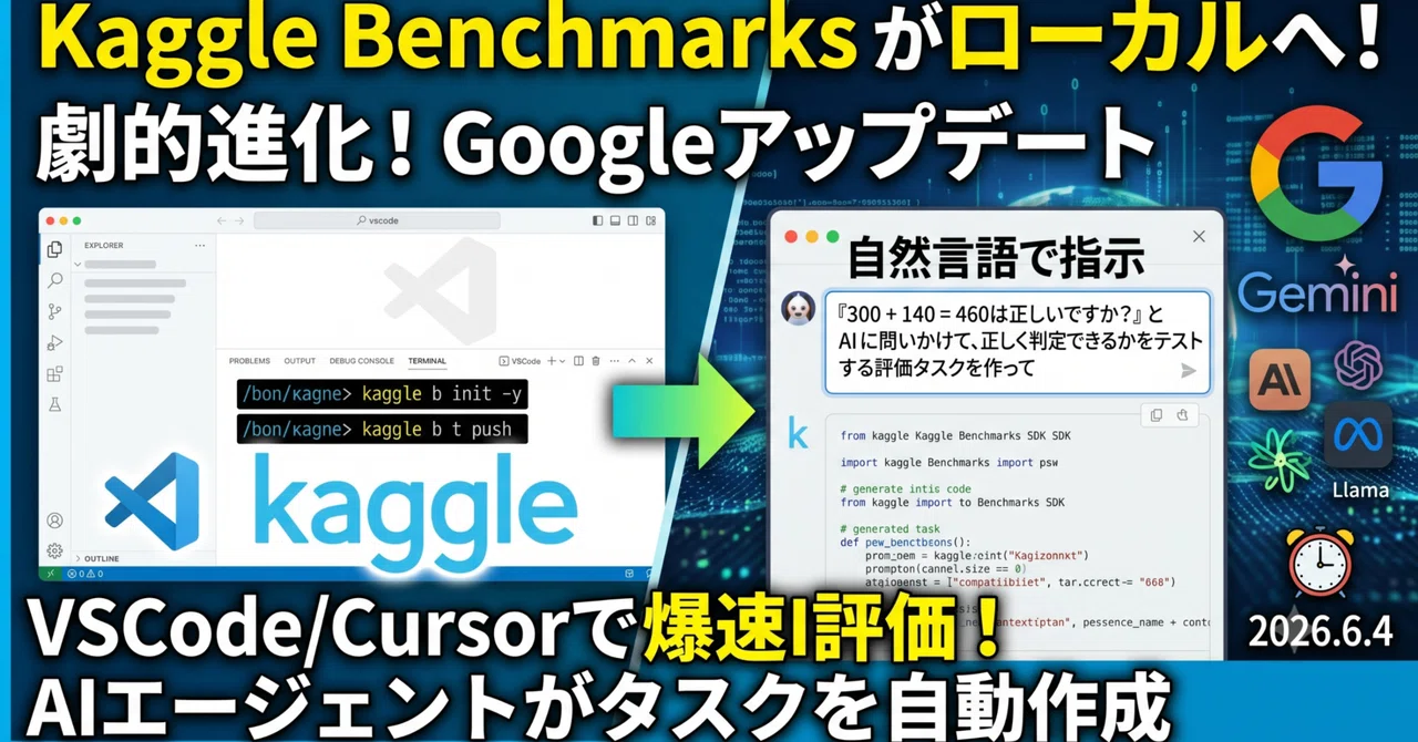 【Kaggle新機能】AIモデルをローカル環境から評価！AIエージェントと作る「Kaggle Benchmarks」の進化が凄すぎる｜伊藤正章 ...