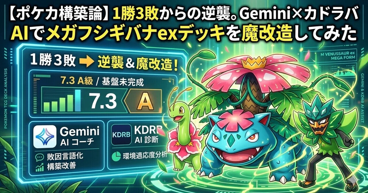 ポケカ構築論】1勝3敗からの逆襲。Gemini×カドラバAIでメガフシギバナ
