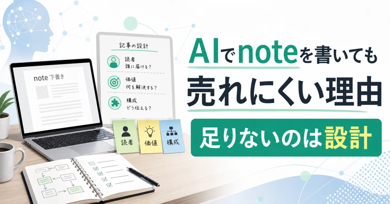 AIでnoteを書いても売れにくい理由。足りないのは文章力ではなく設計です｜AIコンテンツ副業ラボ