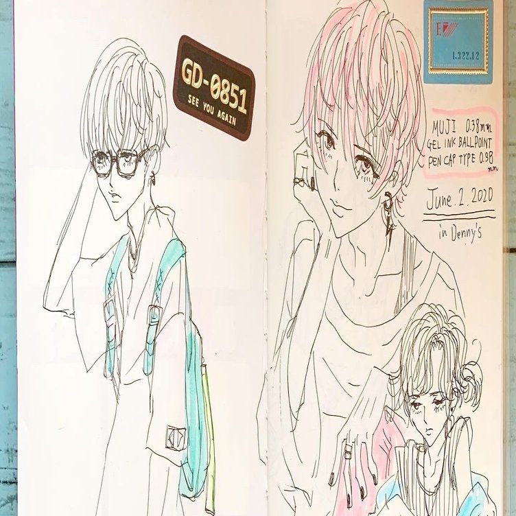 創作日誌 無印のペンと水性マーカーで描く 落書きイラストノートを作りました にじの ゆに Note