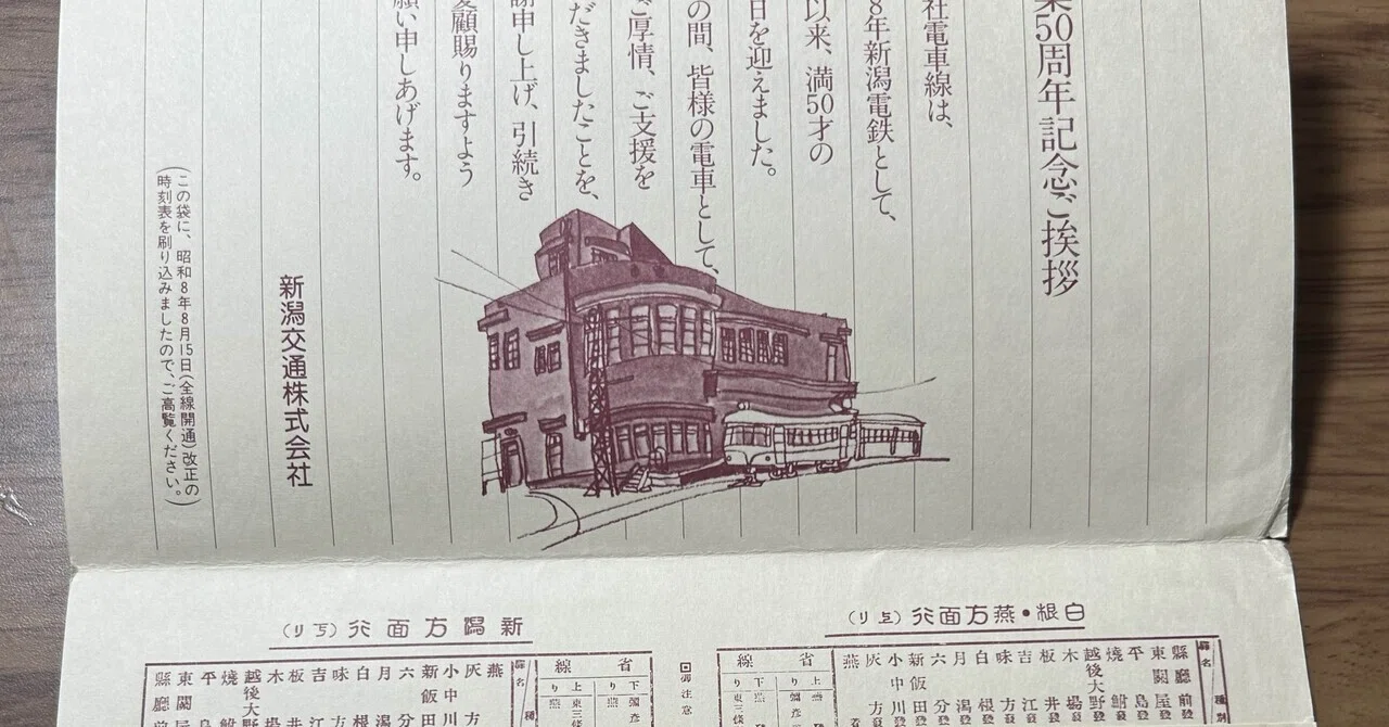 電車開通50周年 記念乗車券』🚃新潟交通株式会社 発行／昭和58年（1983