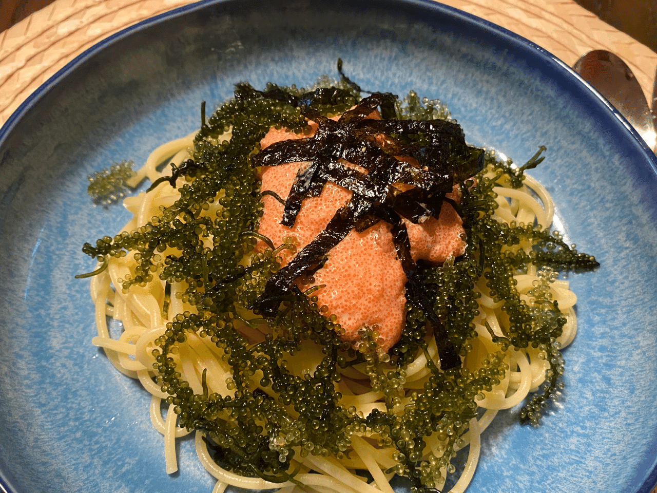 お家deごはんー海ぶどうパスタ Hulali Note
