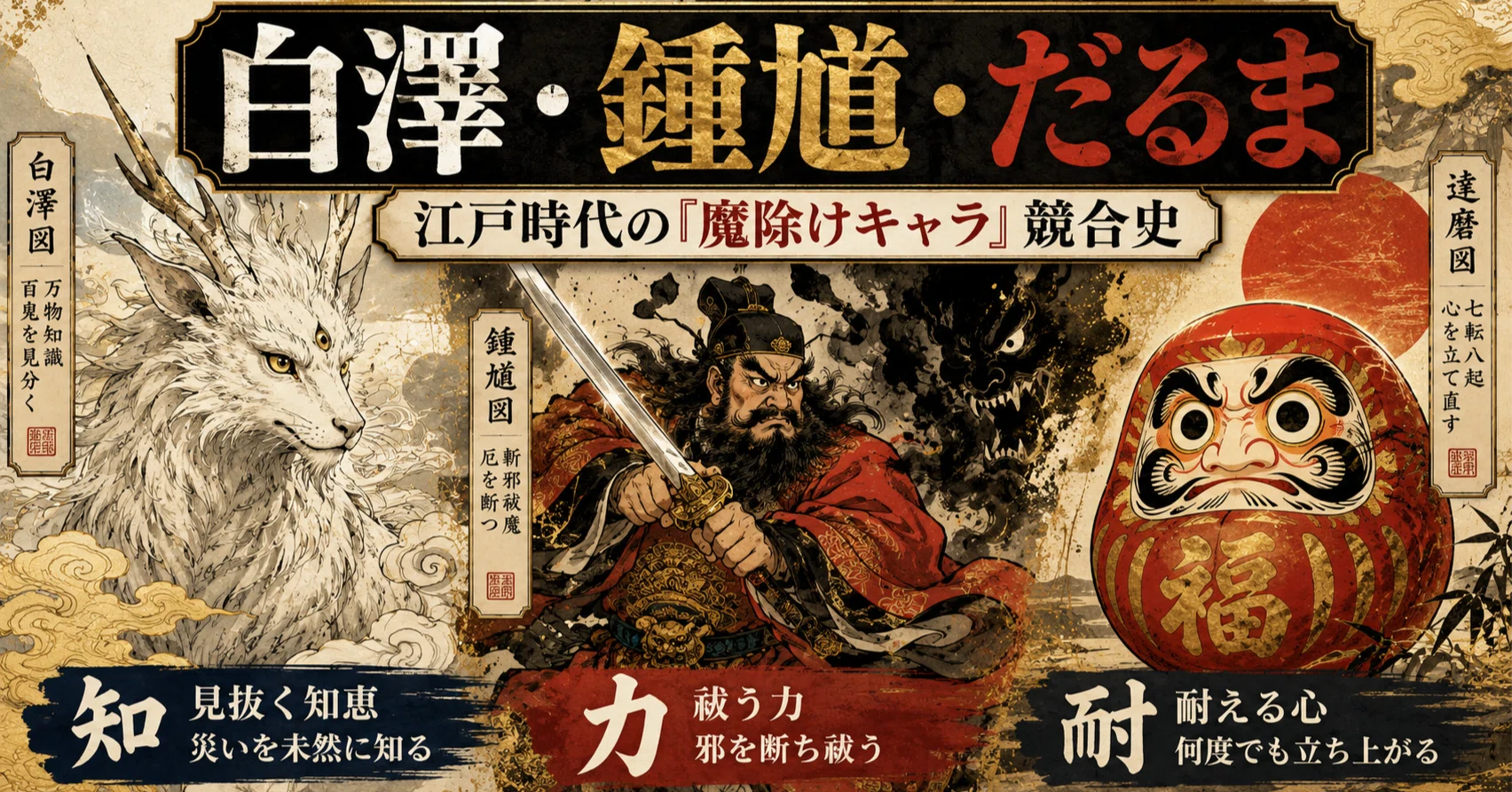 白澤・鍾馗・だるま | 江戸時代の「魔除けキャラ」競合史｜だるまの余白録