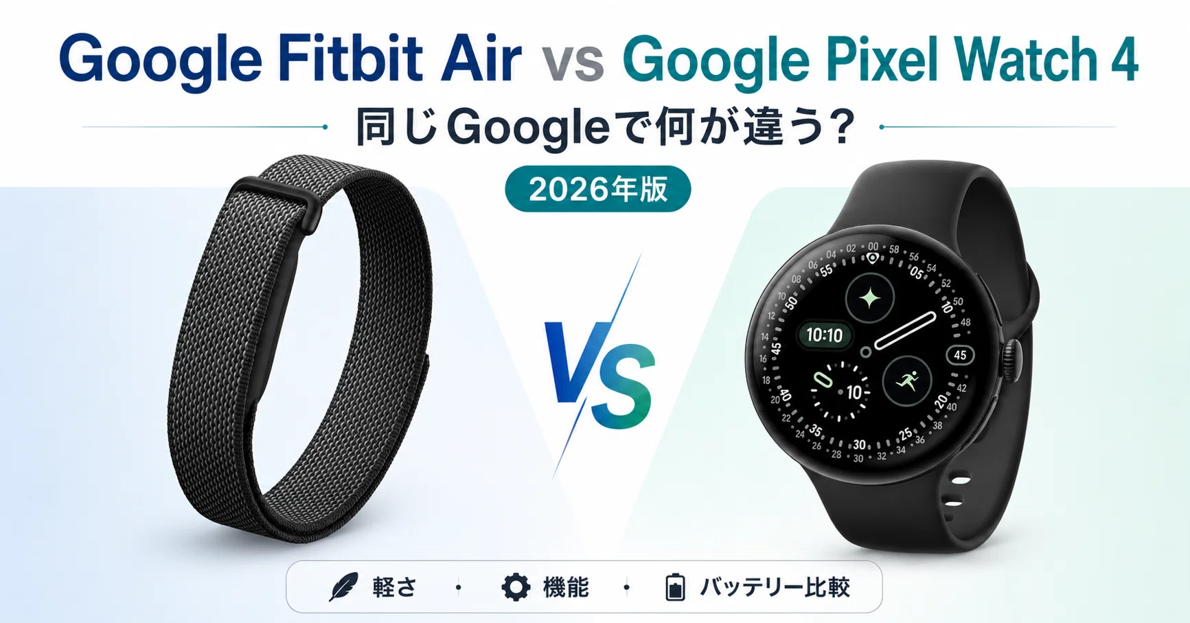 Google Fitbit Air vs Google Pixel Watch 4 比較 同じGoogleで何が 