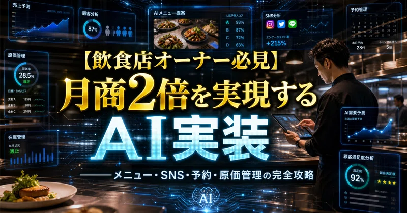 【飲食店オーナー必見】月商2倍を実現するAI実装｜メニュー・SNS・予約・原価管理の完全攻略