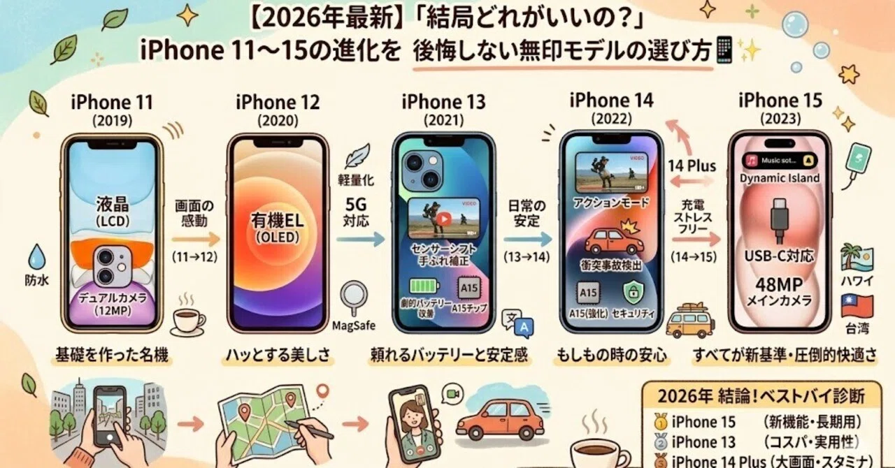 ??【2026年最新】「結局どれがいいの？」iPhone 11〜15の進化を 