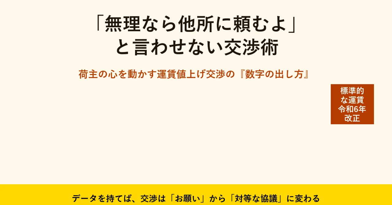 無理なら他所に頼むよ」と言わせない。荷主の心を動かす運賃値上げ交渉