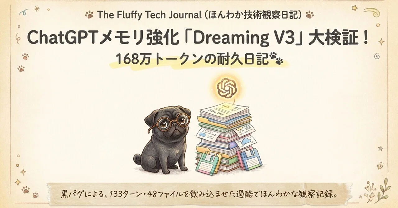ChatGPTメモリ強化「Dreaming V3」大検証！168万トークンの耐久日記