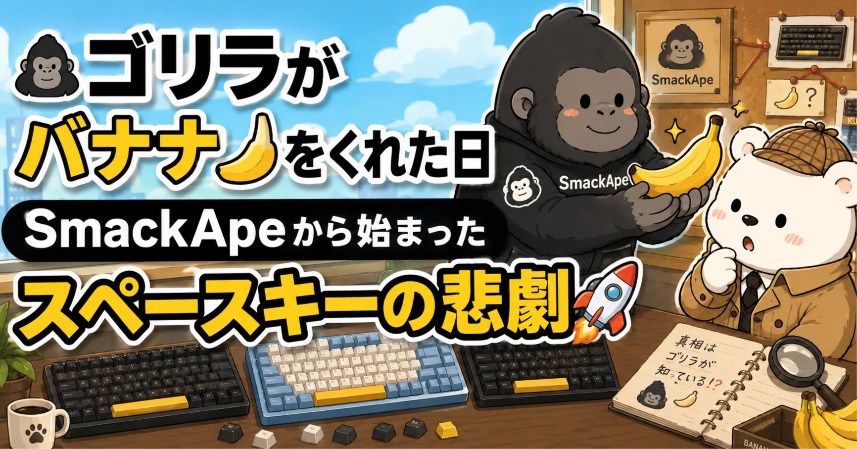 ホスクリーン　SPC-BL 受け渡しはゴリラノバナナにて 🦍ゴリラがバナナ🍌をくれた日、SmackApeから始まったスペースキーの