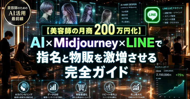 【美容師の月商200万円化】AI×Midjourney×LINEで指名と物販を激増させる完全ガイド