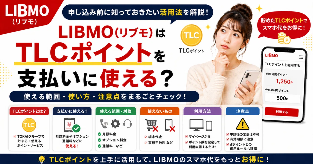 LIBMO(リブモ)はTLCポイントを支払いに使える?申し込み前に知りたい活用法|元LIBMO販売員のあっちゃん
