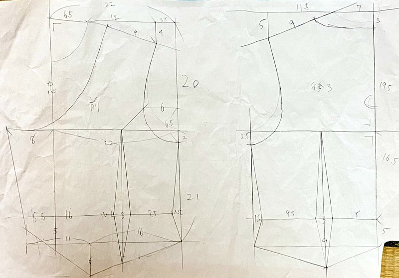 ダブルボタンベストの製図と作り方1 ののかすみれ Note