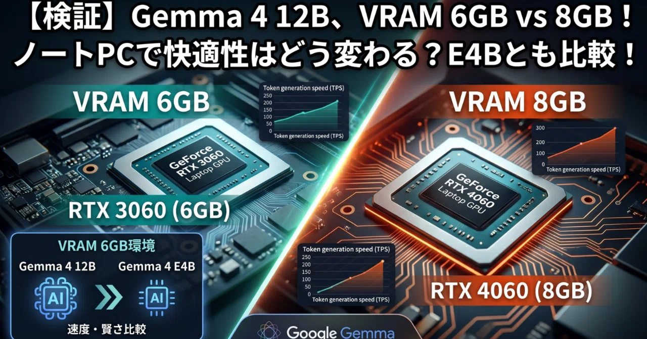 Gemma 4 12Bを、VRAM6GBと8GBのノートPCで動かしてみた｜クロネコ｜AIメモ