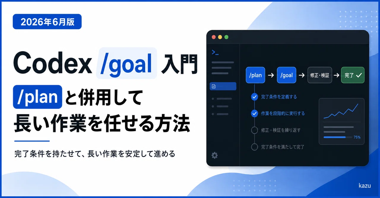 【2026年6月版】Codex /goal とは？ /planや/grill-meと併用して完了条件を持たせて長い作業を任せる方法｜kazu ...