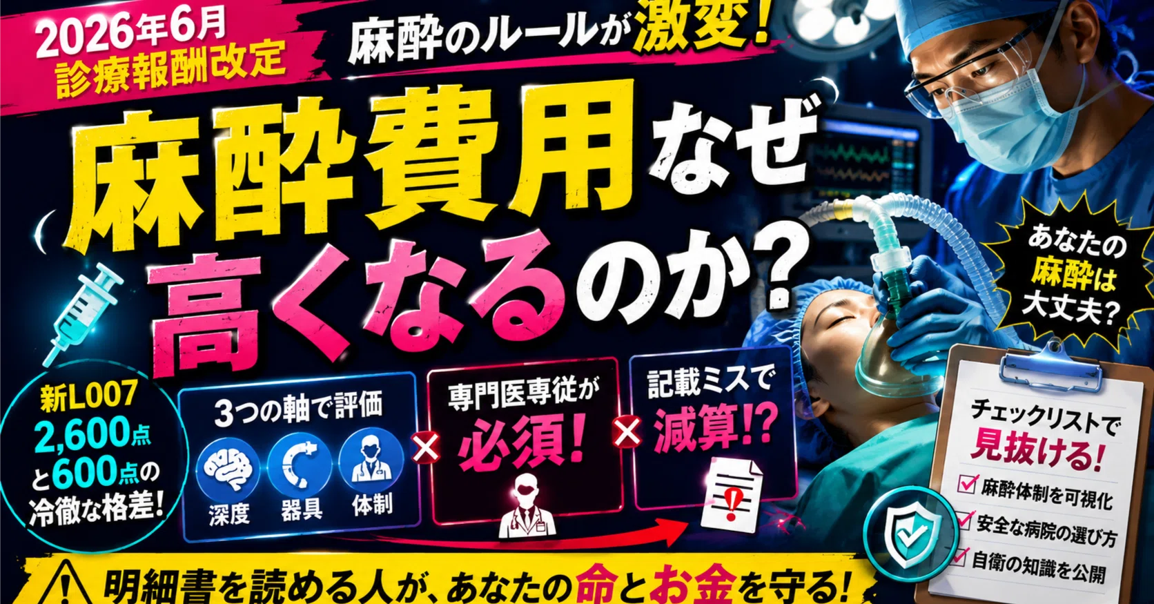 医療サバイバル⑤：麻酔編】新L007「2,600点」と「600点」の冷徹な格差