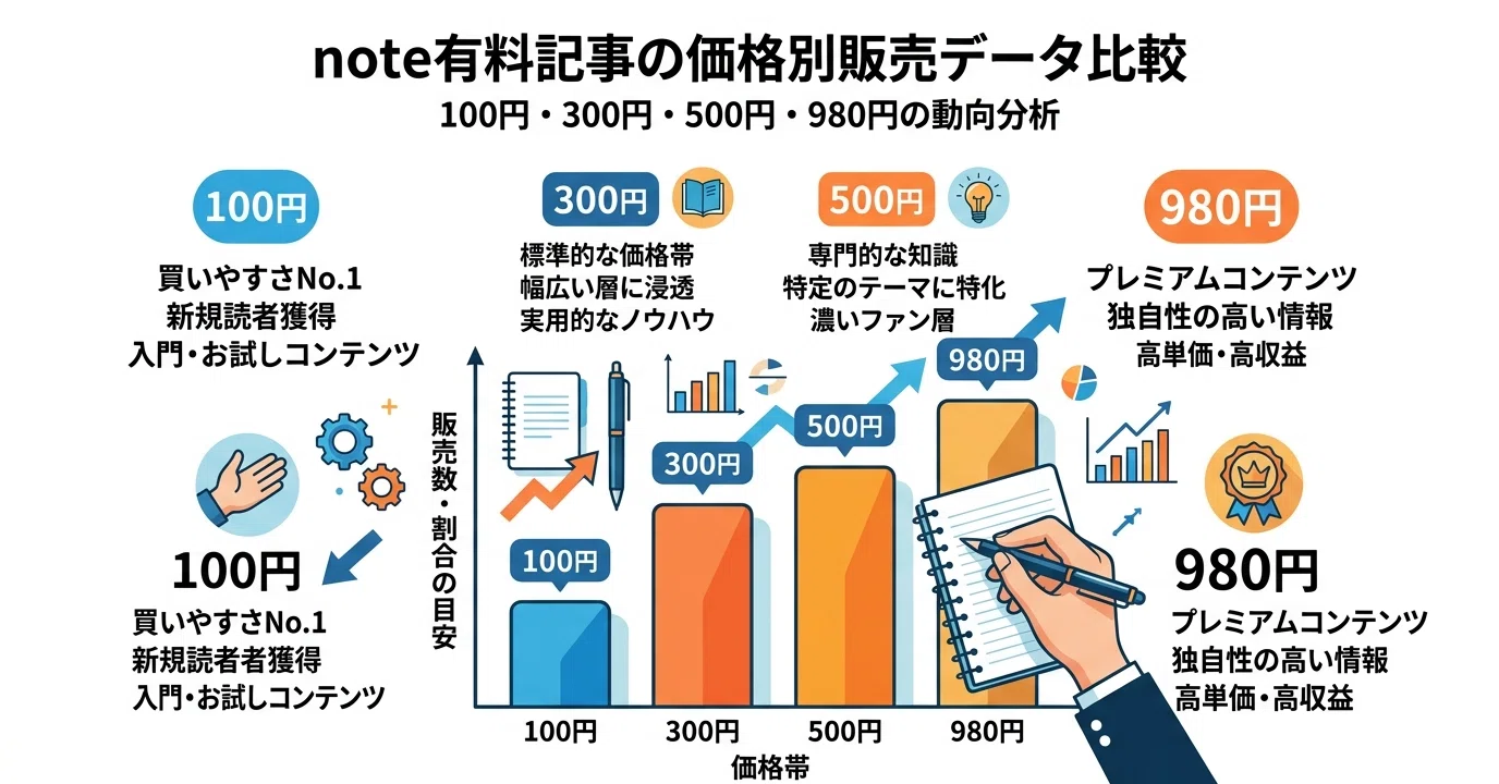 有料記事の値段は何円が正解？｜100円・300円・500円・980円の売れ方を 