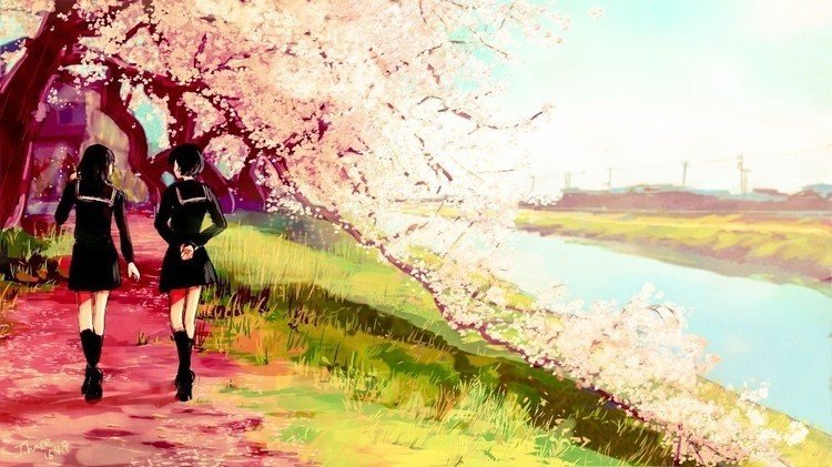 綺麗な春の小説読んで「女子高生の春」を描きたくなりました。