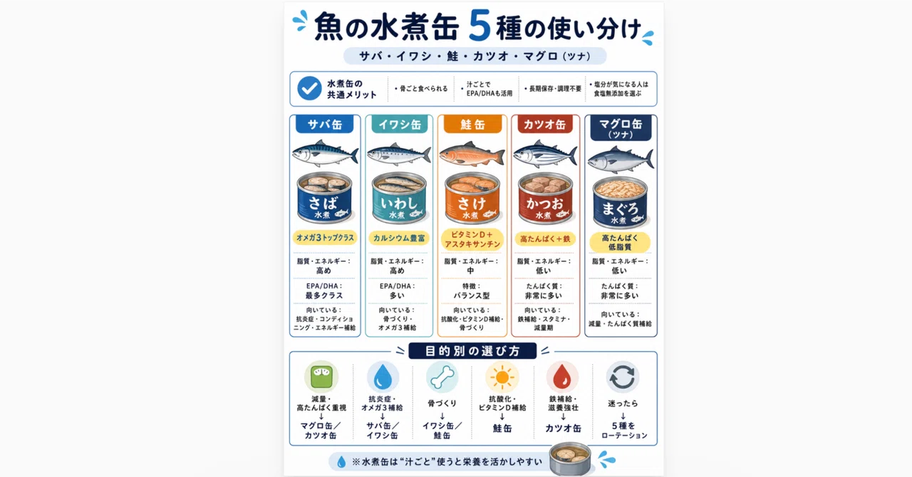 魚の水煮缶を、もっと好きになる。〜キャラクターで楽しむ栄養ガイド