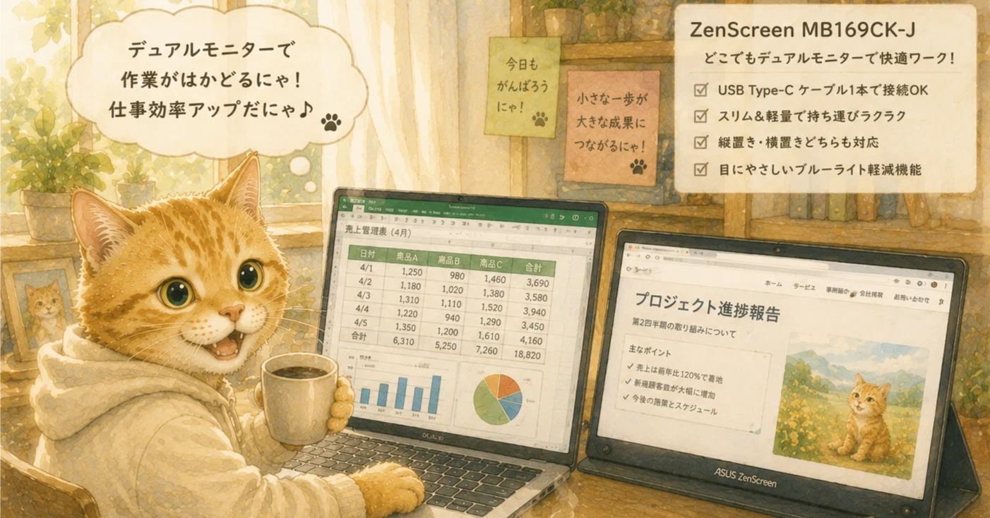 レビュー】ASUS ZenScreen MB169CK-Jは買い？在宅勤務も出張も快適に 