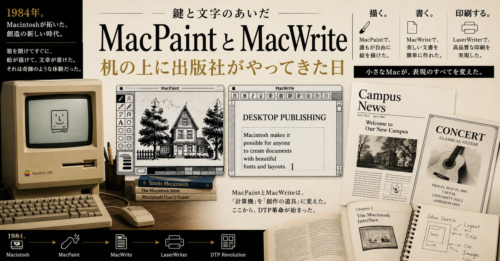 鍵と文字のあいだ】 MacPaint と MacWrite 〜机の上に出版社がやってき