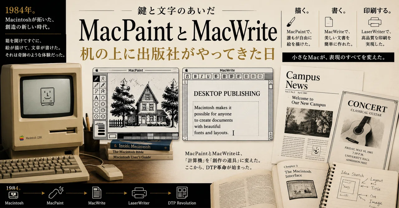 【鍵と文字のあいだ】 MacPaint と MacWrite 〜机の上に出版社がやってきた日｜yasushi