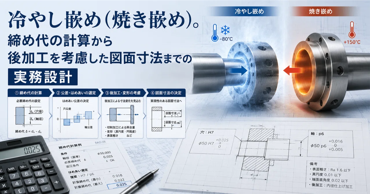 【機械設計歴20年で学んだノウハウ】冷やし嵌め（焼き嵌め）。締め代の計算から後加工を考慮した図面寸法までの実務設計｜CAD設計屋さん