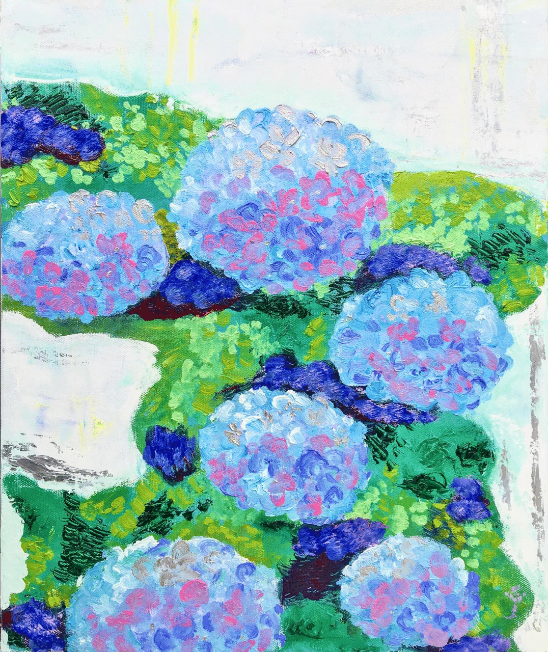 絵画 銀の雨 紫陽花｜雨星立夏 Rikka Amahoshi / 絵画