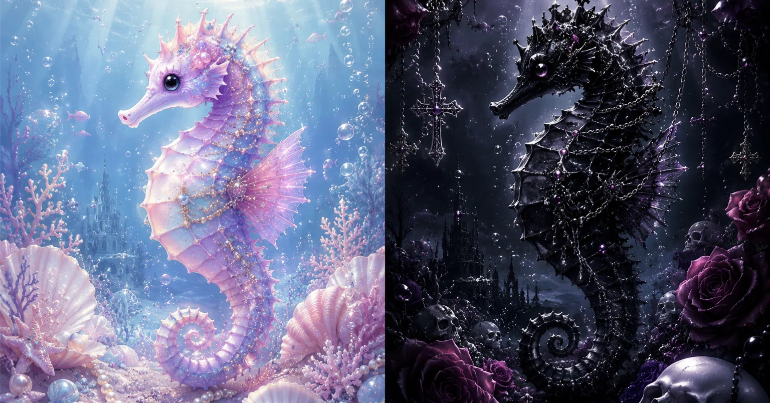 Should I make the seahorse 'sparkly' or 'sickly'? Why I am
