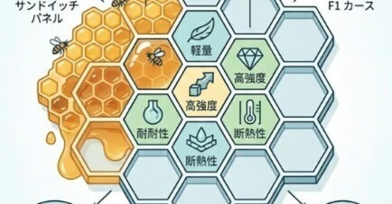 ハチの巣が持つ「ハニカム構造（正六角形を隙間なく並べた構造）」を