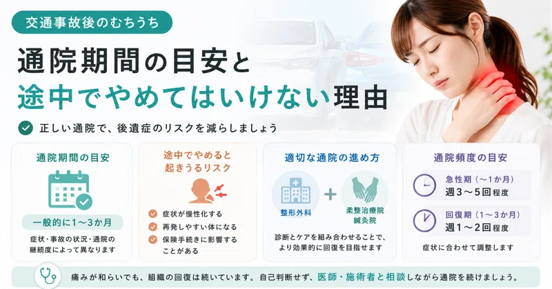 むちうちは何日で治る？通院期間の目安と「途中でやめてはいけない理由」を柔道整復師が解説【横浜・磯子区・杉田】