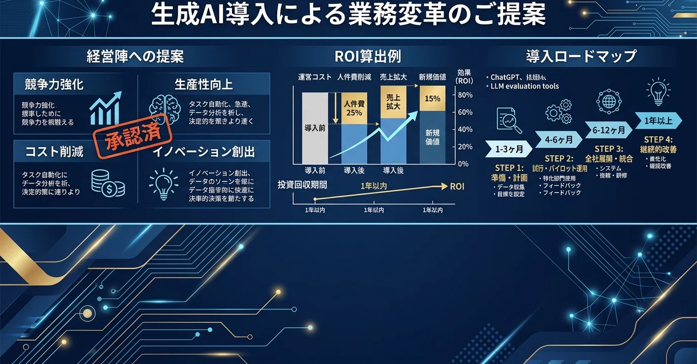 生成AI活用の社内説明資料の作り方｜経営層を説得した導入提案書の構成 