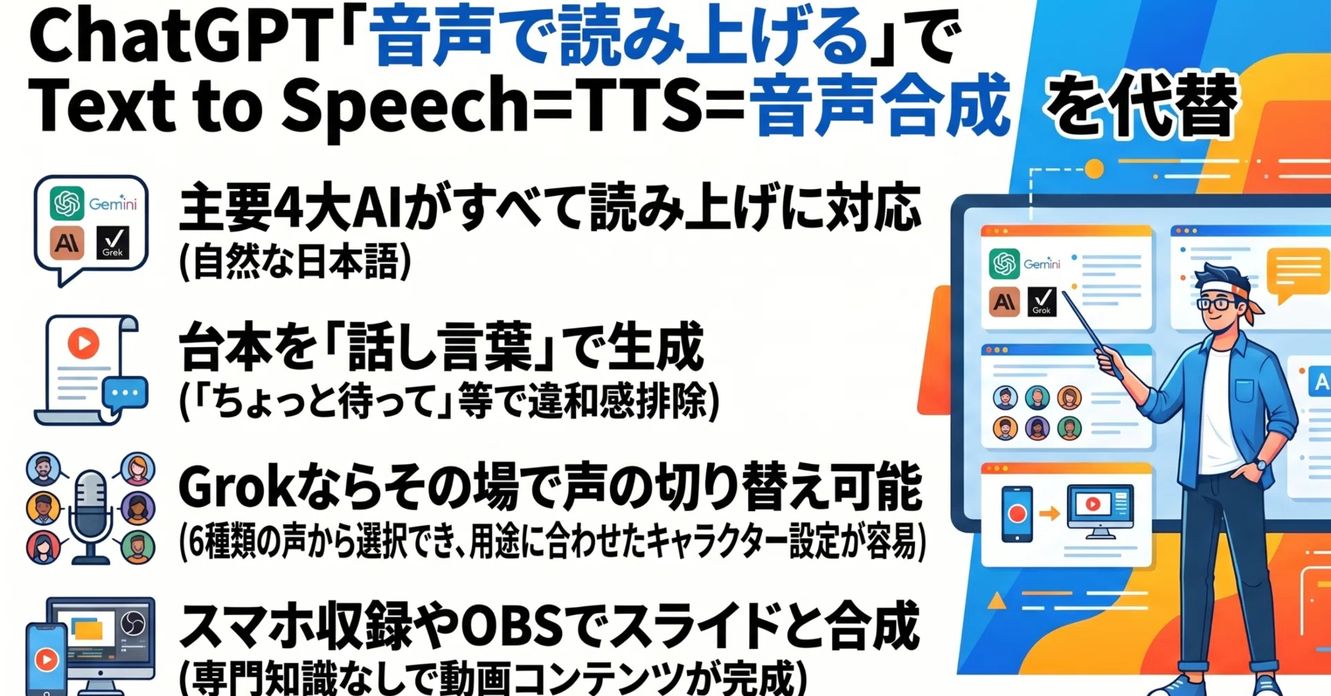ChatGPT｢音声で読み上げる｣でText to Speech=TTS=音声合成を代替