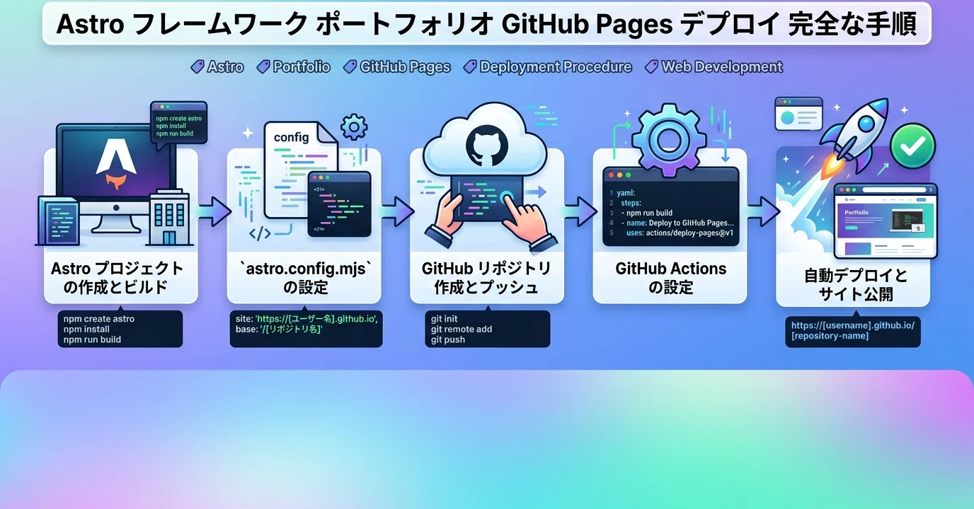 AstroでポートフォリオサイトをDeployする完全手順｜GitHub Pages対応
