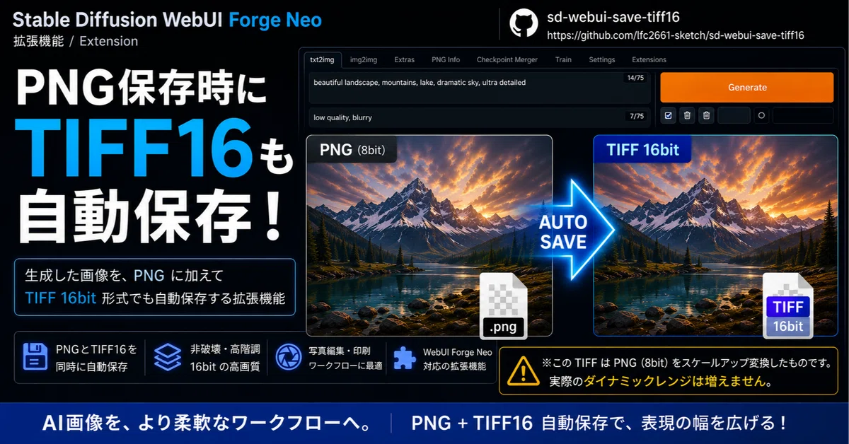 Tiff Auto-Save [WebUI Forge Neo Extension]｜AritanX/ありたん.AI