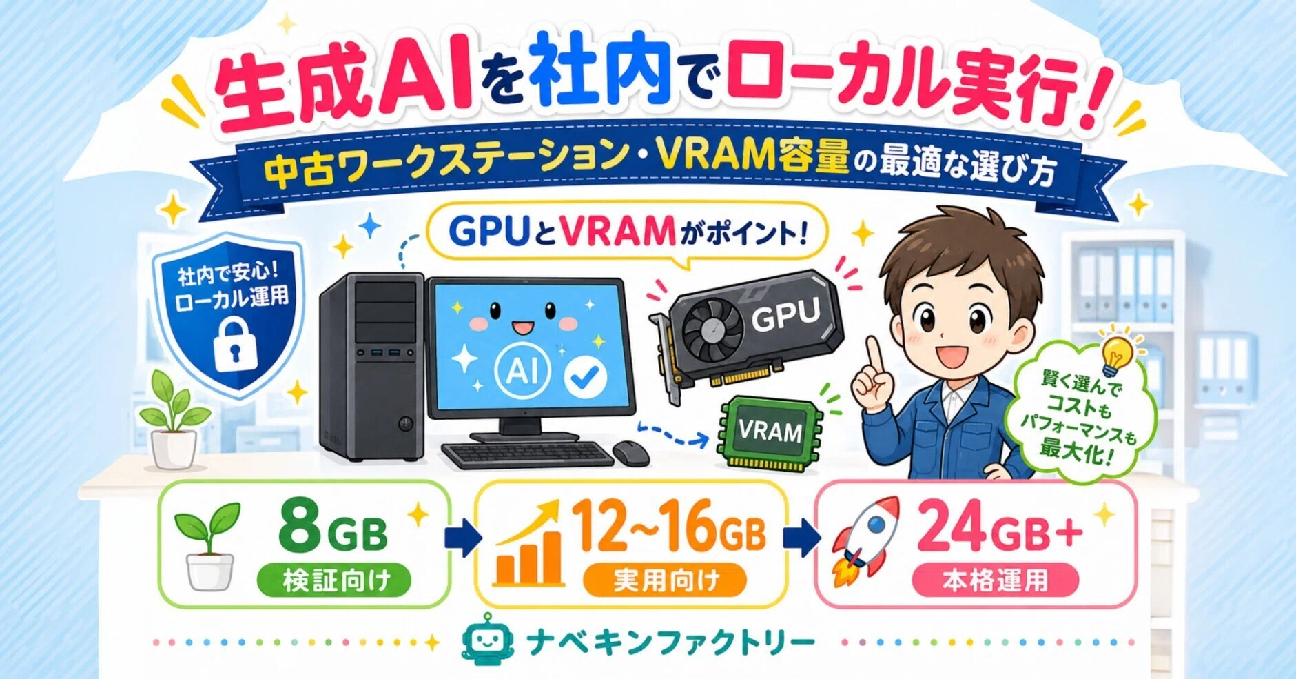 GPU選び】生成AIを社内でローカル実行！中古ワークステーション・VRAM 