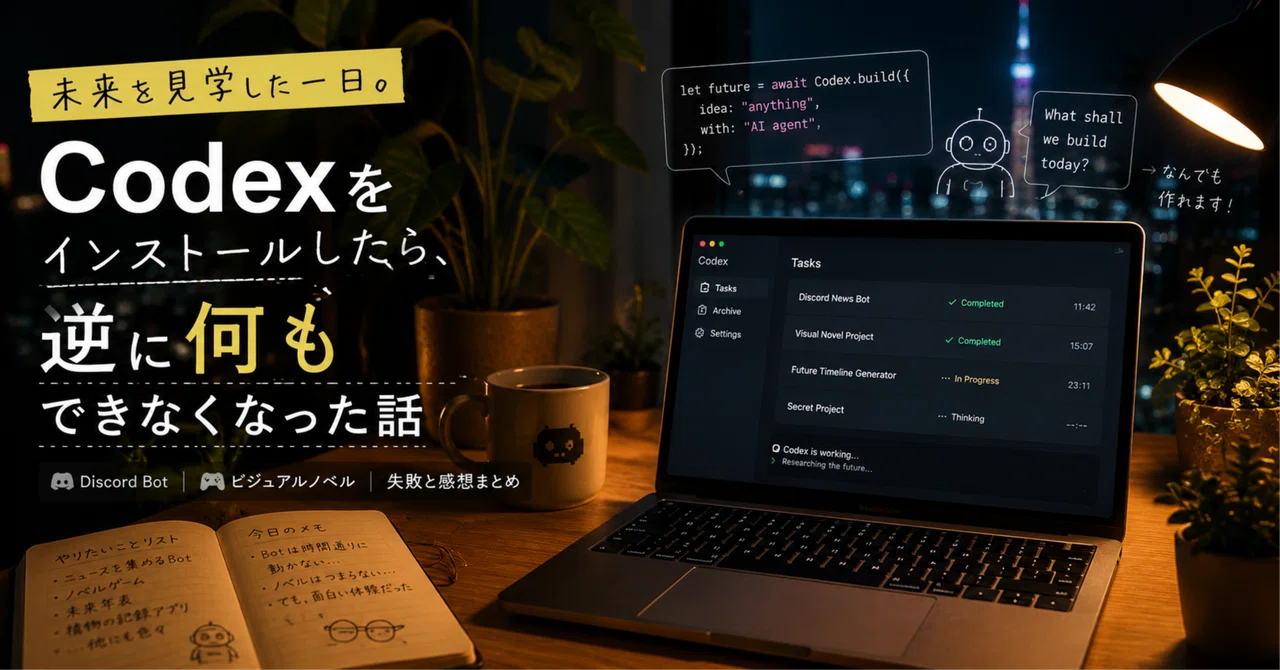 Codexをインストールしたら、逆に何もできなり頭が真っ白。でも2つ作った。|特異天