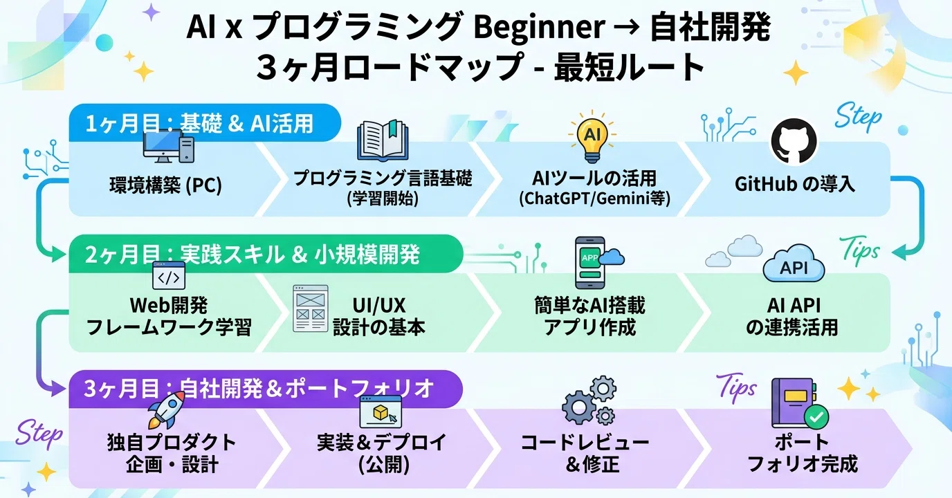 AI×プログラミング学習法｜未経験から3ヶ月で個人開発まで進む最短