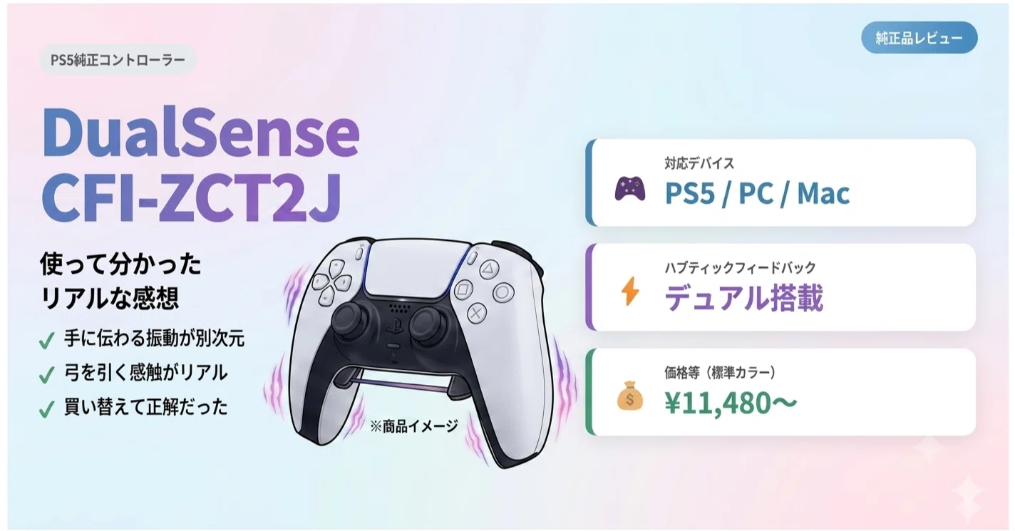 純正品レビュー】DualSense ワイヤレスコントローラー CFI-ZCT2Jを使っ