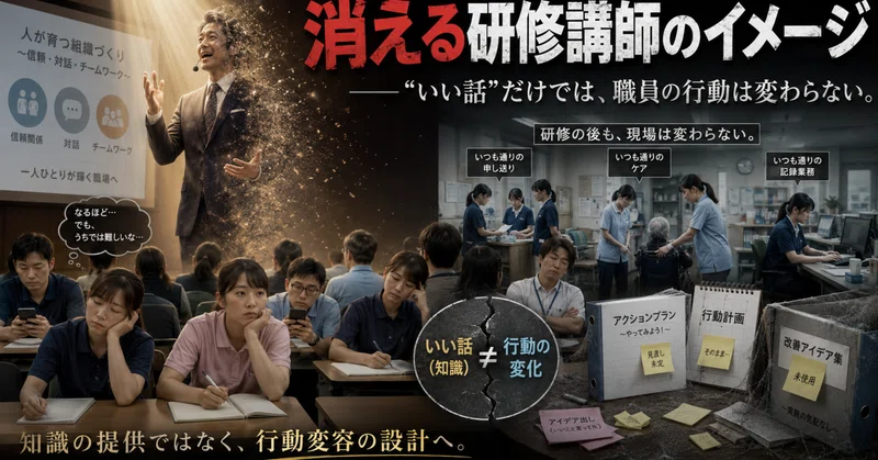 消える研修講師のイメージ――“いい話”だけでは、職員の行動は変わらない eyecatch