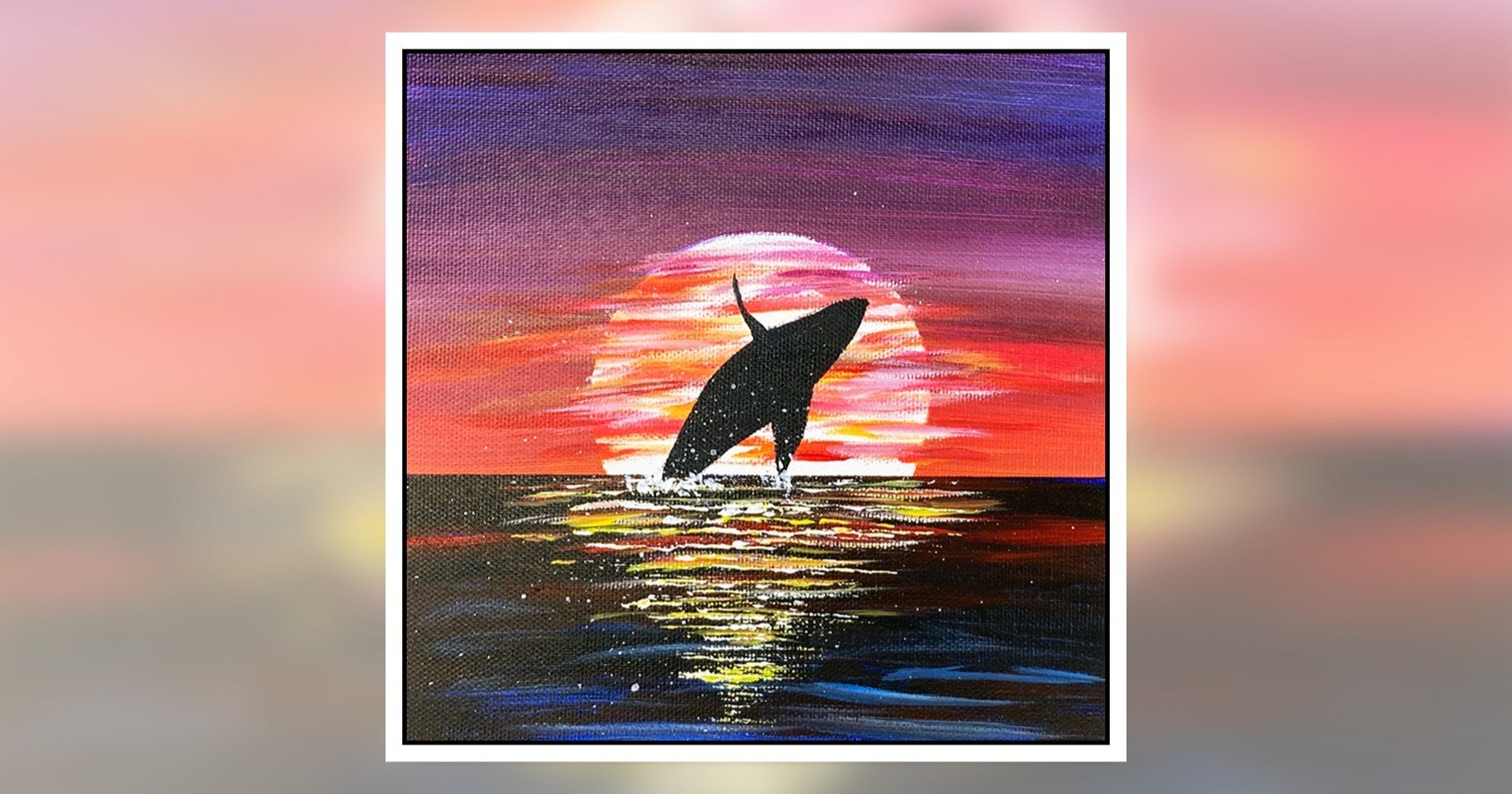 アクリル絵の具を使用した 夕日と鯨 の描き方 初心者が簡単に絵を描く方法 Junya Art Note