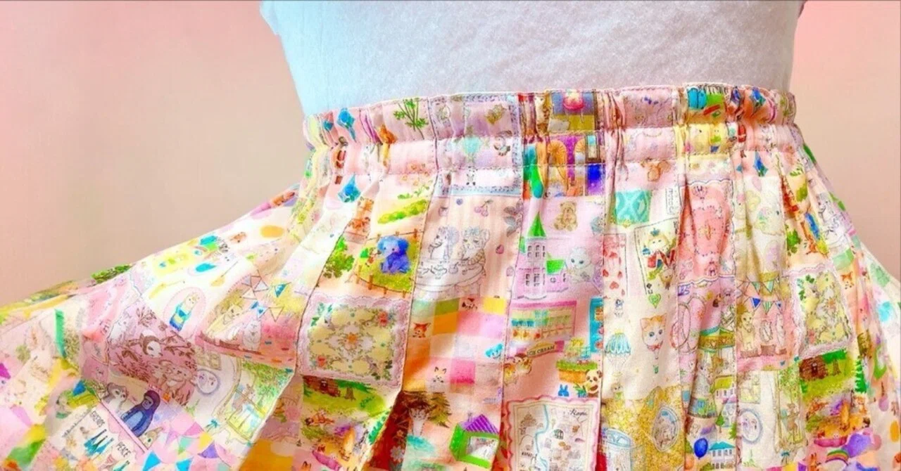 パッチワーク柄のタックスカート｜はりねずみ | 自分サイズの服を作る