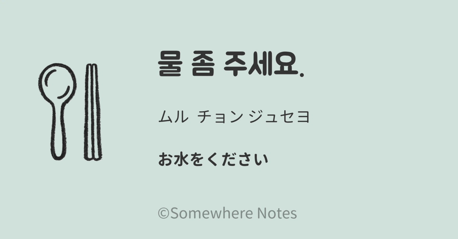 お水をお願いする時の韓国語フレーズ｜旅の会話カード｜Somewhere