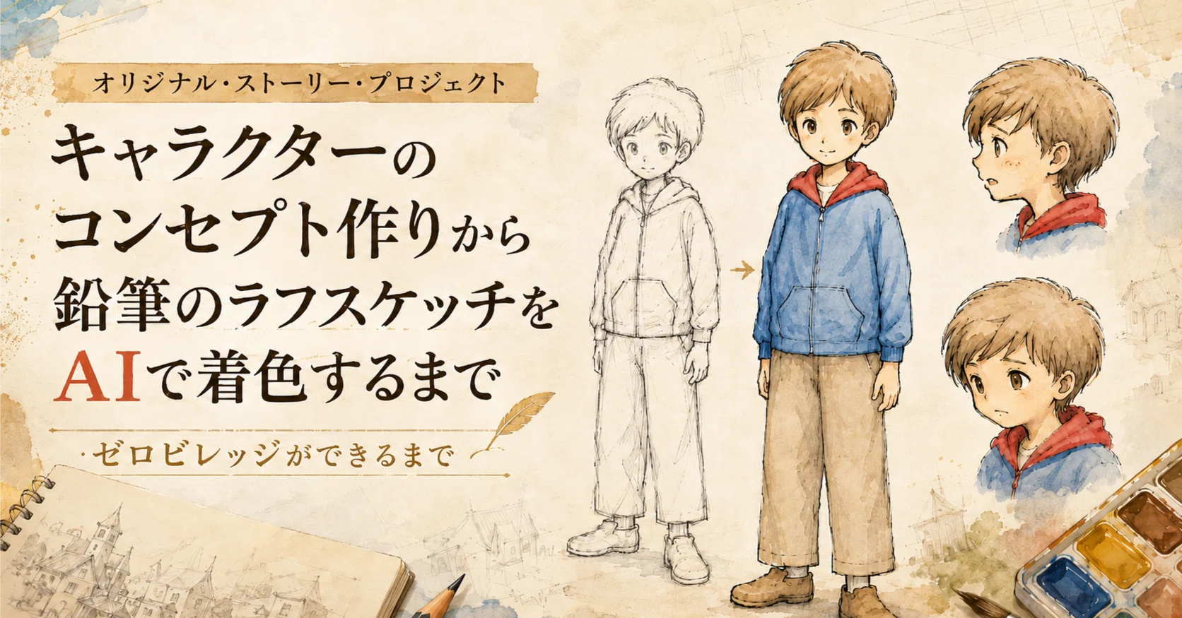 鉛筆ラフ1枚が、257頁の本の主人公になるまで—手描き線画をAIで着色